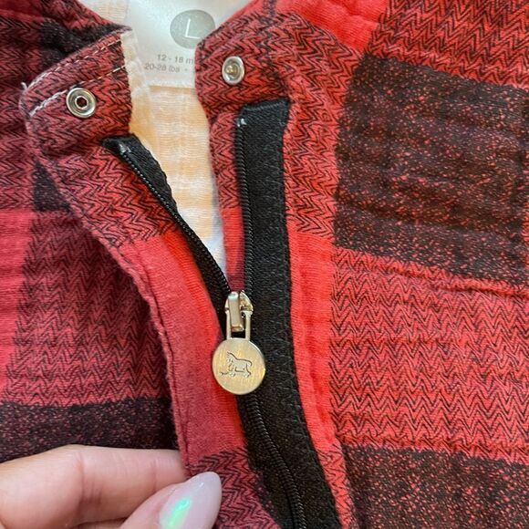 Little Unicorn Red/Black Plaid Sleeveless Zipper Onesie Jumpsuit | SZ 12-18M - Picture 4 of 9